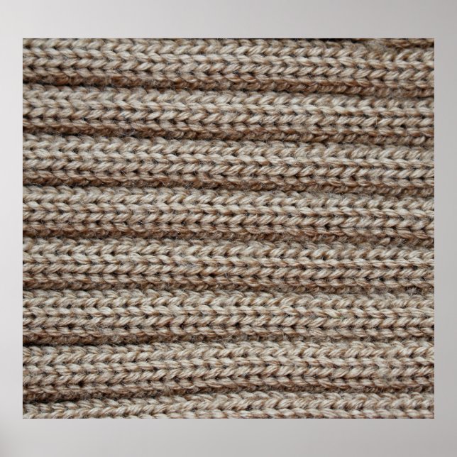 Plain knitted fabric, brown texture. poster (Front)
