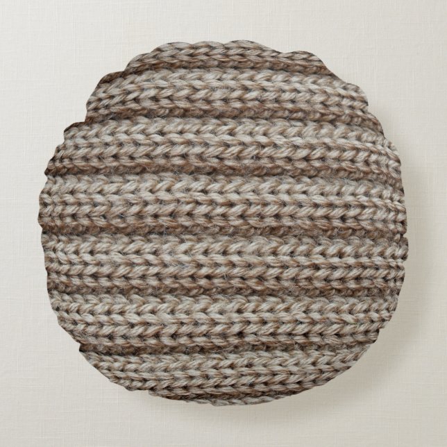 Plain knitted fabric, brown texture. round cushion (Front)