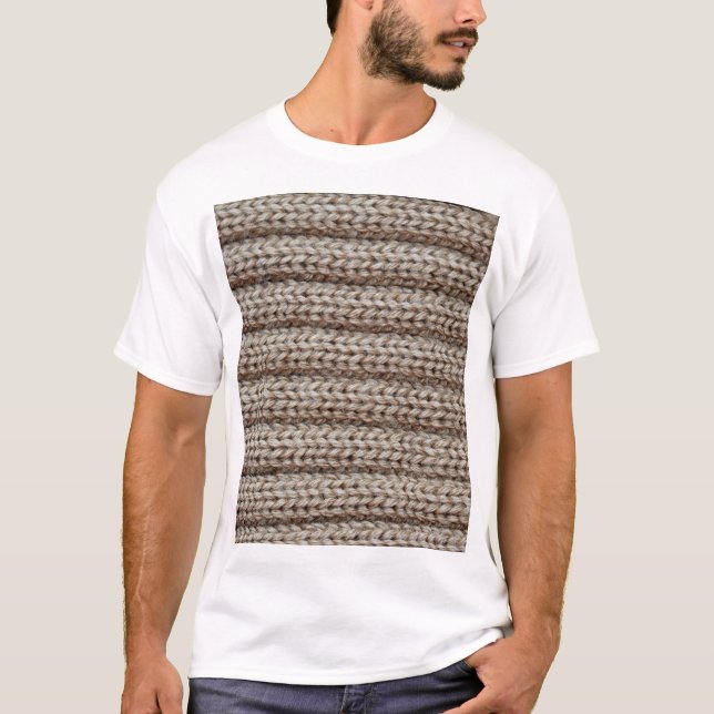 Plain knitted fabric, brown texture. T-Shirt (Front)