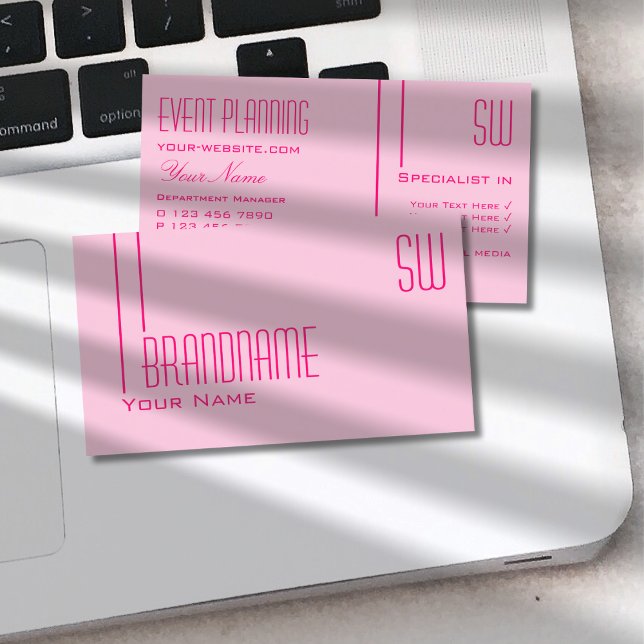 Plain Light Baby Pink with Initials Professional Business Card (Creator Uploaded)