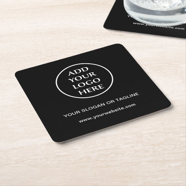Plain Logo Business Company Corporate Professional Square Paper Coaster (Angled)