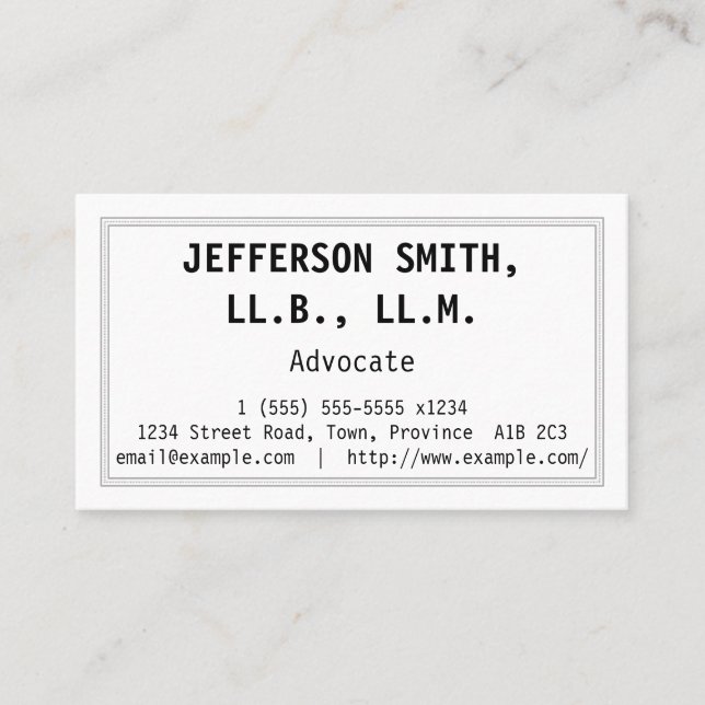 Plain & Low-Key Advocate Business Card (Front)