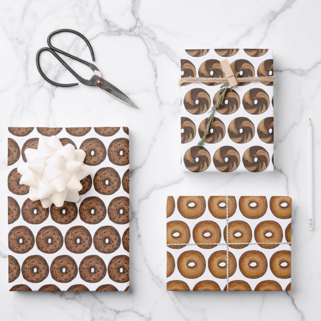 Plain Marble Rye Cinnamon Raisin Bagel Breakfast Wrapping Paper Sheet (Front)