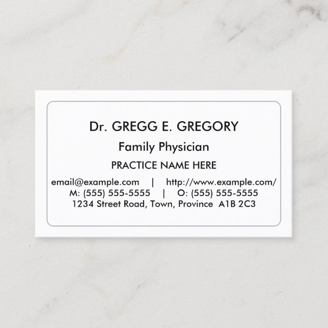 Plain, Medical Professional Business Card (Front)