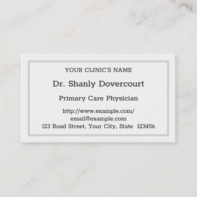 Plain Medical Specialist Business Card (Front)