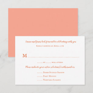 Plain Menu RSVP Cards Guest Count Reply