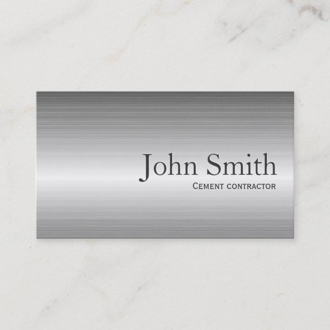 Plain Metal Cement Contractor Business Card (Front)