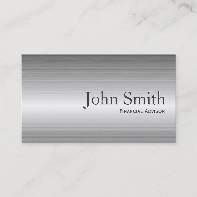 Plain Metal Financial Advisor Business Card (Front)