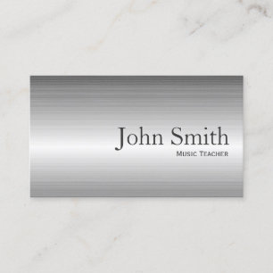 Plain Metal Music Teacher Business Card