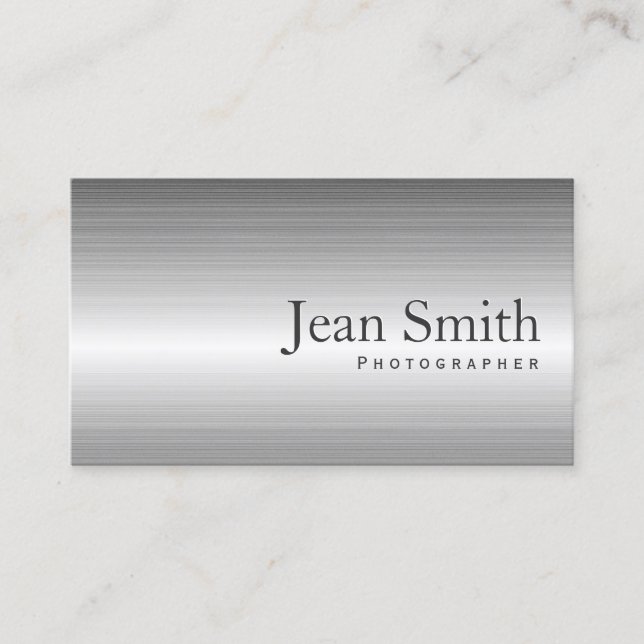 Plain Metal Photographer Business Card (Front)