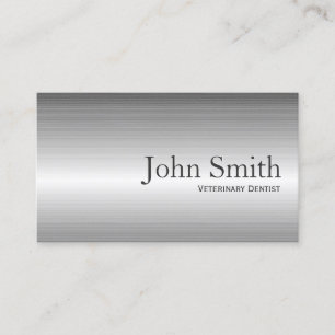Plain Metal Veterinary Dentist Business Card