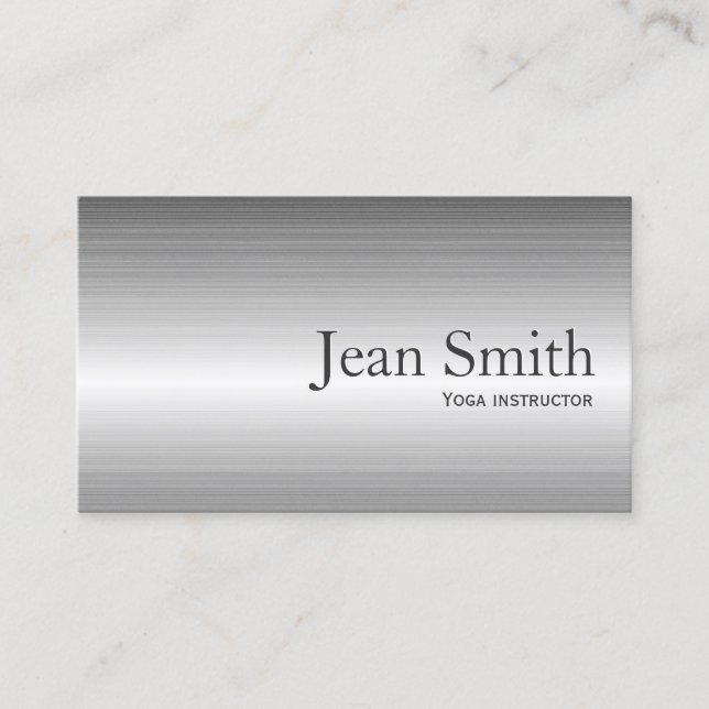Plain Metal Yoga instructor Business Card (Front)