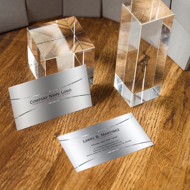 Plain Metallic Faux Silver Stainless Steel Look Business Card (Creator Uploaded)