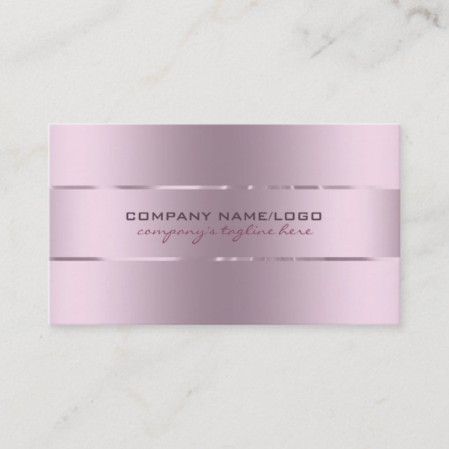 Plain Metallic Pink Tint Stainless Steel Look Business Card (Front)