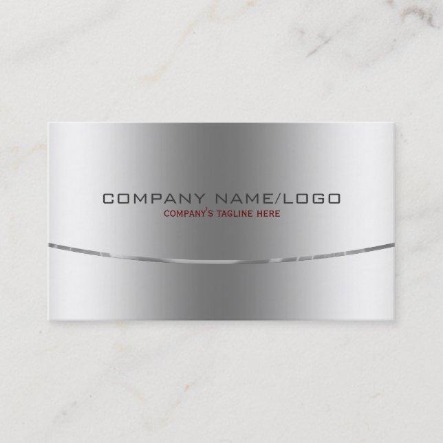 Plain Metallic Silver Design Stainless Steel  2 Business Card (Front)
