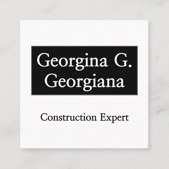 Plain & Minimal Construction Expert Business Card (Front)