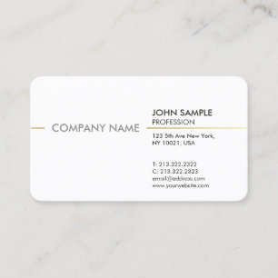 Plain Minimal Modern Professional Elegant White Business Card