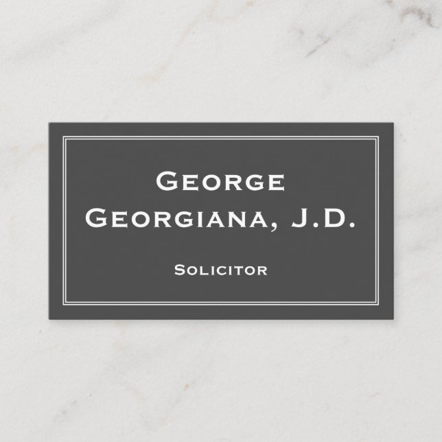 Plain & Minimal Solicitor Business Card (Front)
