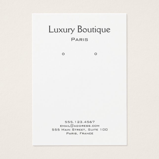 Plain Minimal white Jewelry Earring Display (Front)