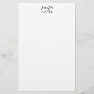 Plain Minimalist Classical Calligraphy Name Stationery