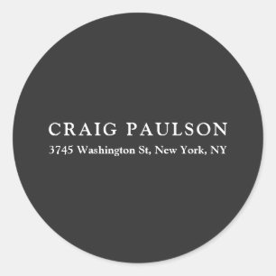 Plain Minimalist Elegant Classical Dark Grey Classic Round Sticker