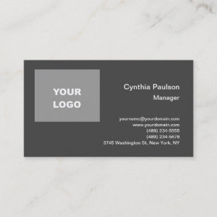 Plain Minimalist Modern Add Your Logo Grey Business Card