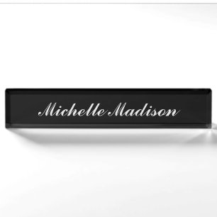 Plain Minimalist Modern Calligraphy Black Colour Nameplate
