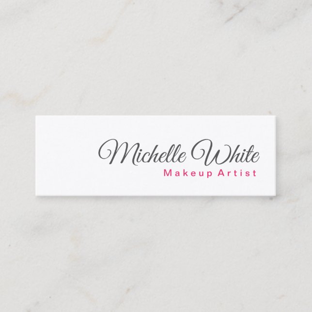 Plain Minimalist Modern Grey White Makeup Artist Mini Business Card (Front)