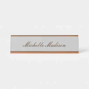 Plain Minimalist Modern Handwriting Calligraphy Desk Name Plate