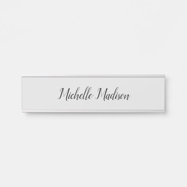 Plain Minimalist Modern Handwriting Calligraphy Door Sign (Front)