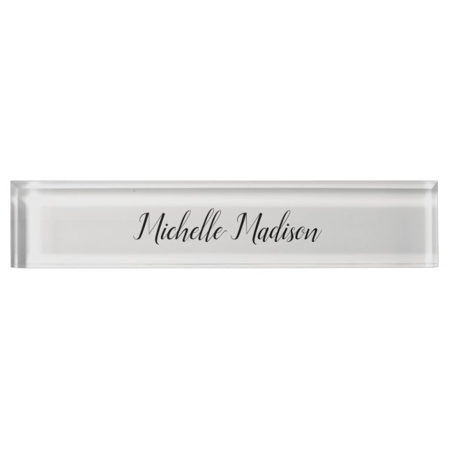 Plain Minimalist Modern Handwriting Calligraphy Nameplate (Front)