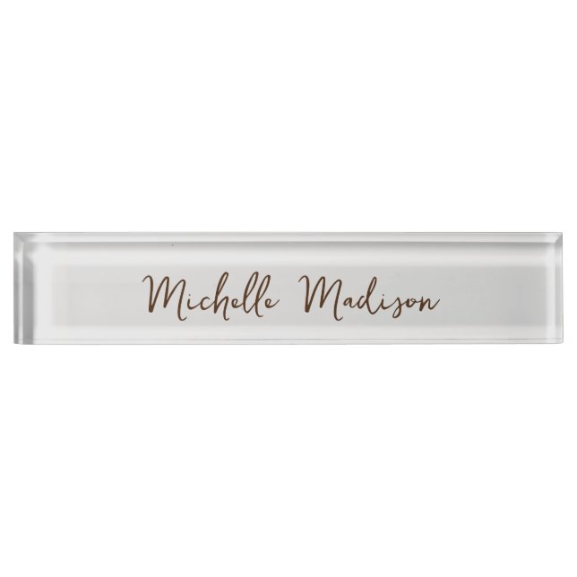 Plain Minimalist Modern Handwriting Calligraphy Nameplate (Front)