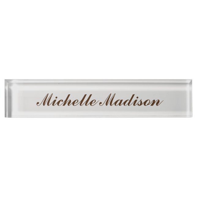 Plain Minimalist Modern Handwriting Calligraphy Nameplate (Front)