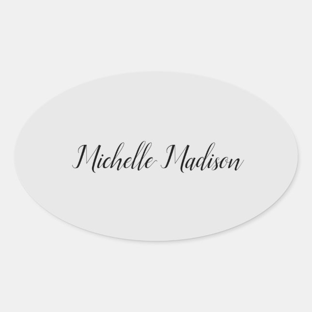 Plain Minimalist Modern Handwriting Calligraphy Oval Sticker (Front)