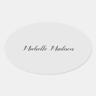Plain Minimalist Modern Handwriting Calligraphy Oval Sticker