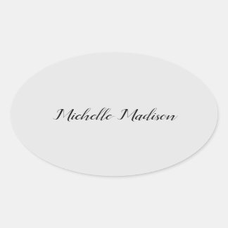 Plain Minimalist Modern Handwriting Calligraphy Oval Sticker