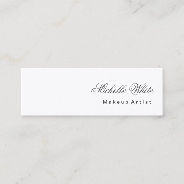 Plain Minimalist Modern Makeup Artist Mini Business Card (Front)