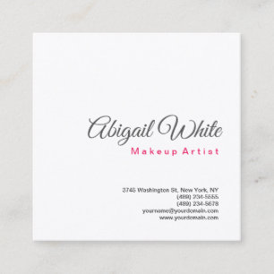 Plain Minimalist Modern Simple White Makeup Artist Square Business Card