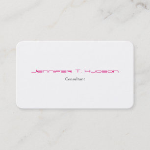 Plain Minimalist Pink White Feminine Elegant Business Card