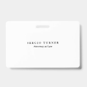 Plain Minimalist Professional Attorney at Law ID Badge