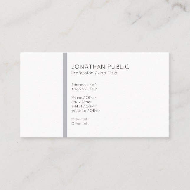Plain Minimalist Professional Modern Grey White Business Card (Front)