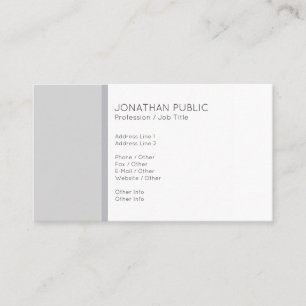 Plain Minimalist Professional Modern Grey White Business Card