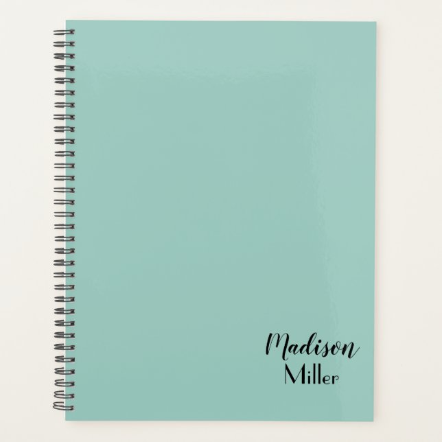 Plain Mint Green Personalised Planner (Front)