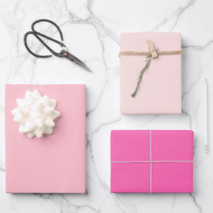 Plain Misty Rose Hot Pink Shades 3 Tones Wrapping Paper Sheet