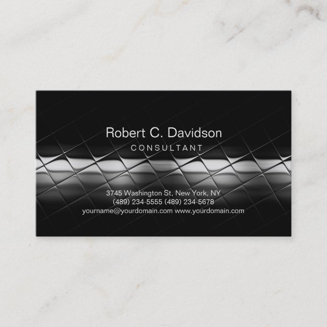 Plain Modern Black Grey Consultant Business Card (Front)
