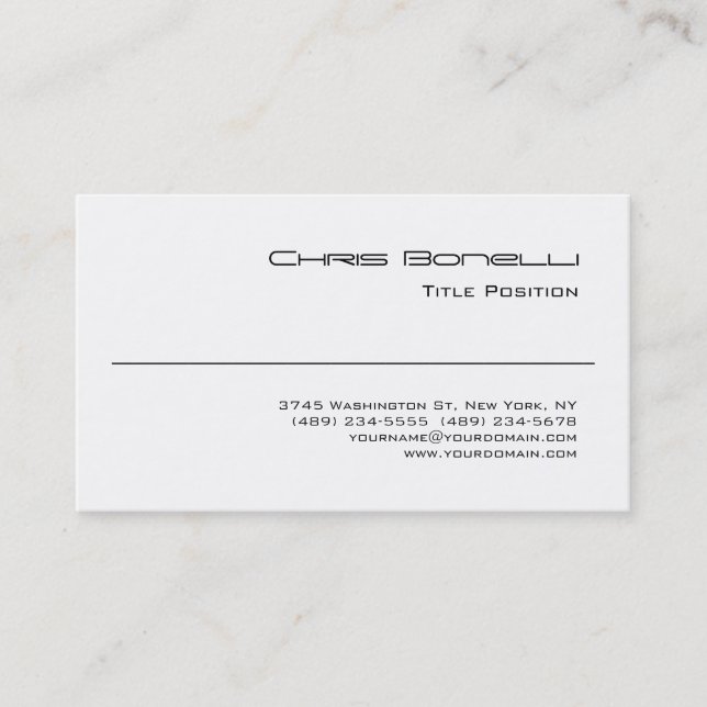Plain Modern Black White Charming Business Card (Front)
