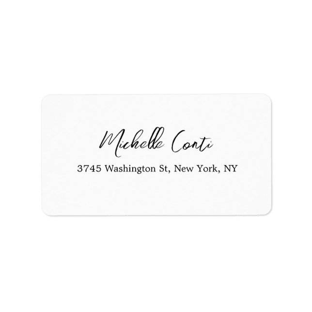 Plain Modern Black & White Minimalist  Label (Front)