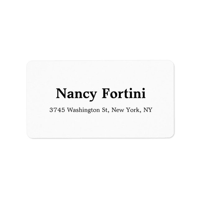 Plain Modern Black & White Minimalist Label (Front)