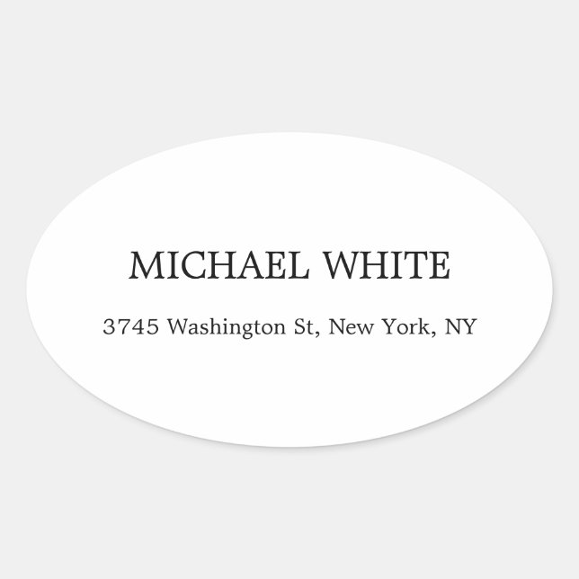 Plain Modern Black & White Minimalist Oval Sticker (Front)