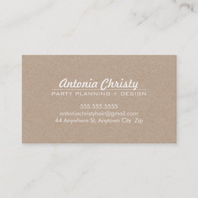 PLAIN MODERN ECO kraft modern bold white writing Business Card (Front)